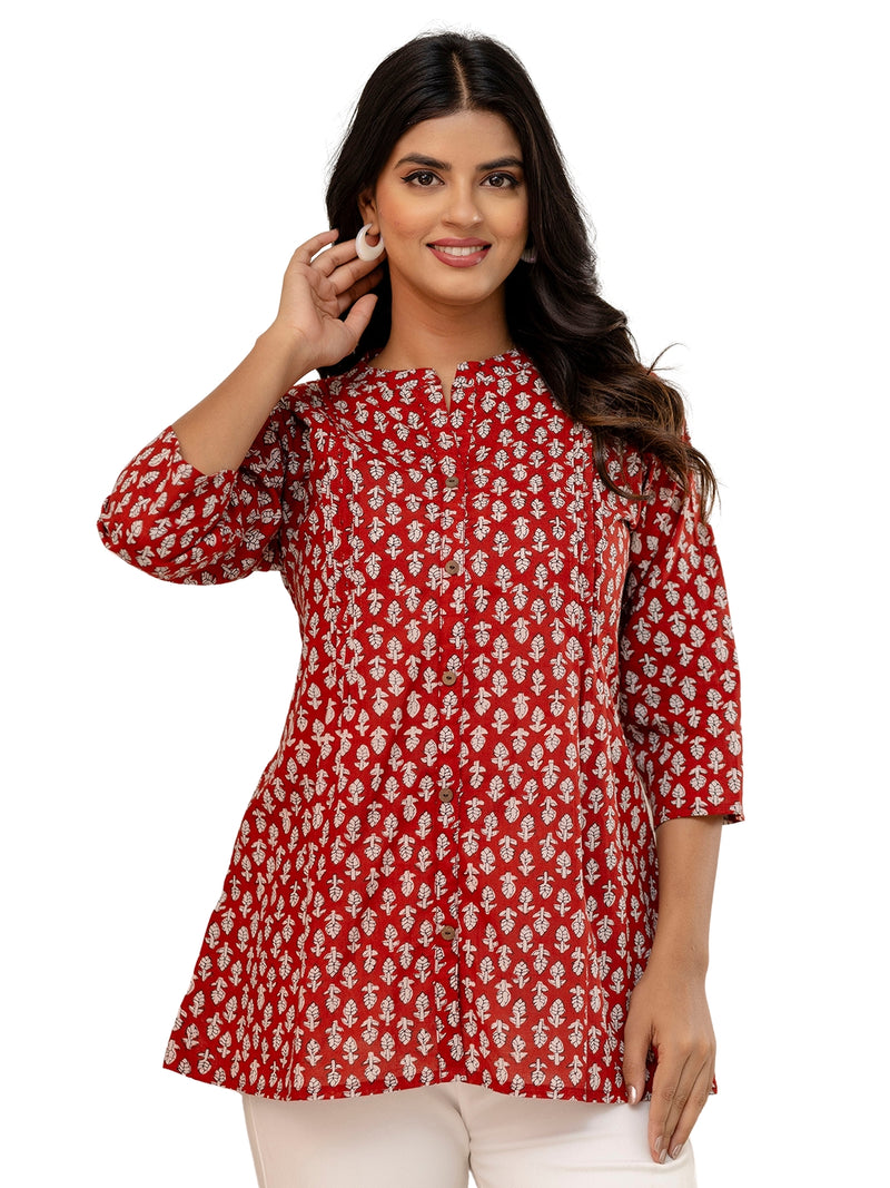 Elegant Mandarin Collar Printed Tunic – Stylish & Comfortable, Sizes
