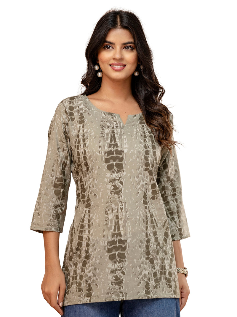 Elegant Printed Short Kurti – Soft Cotton, Everyday Style, Sizes S–XXL.