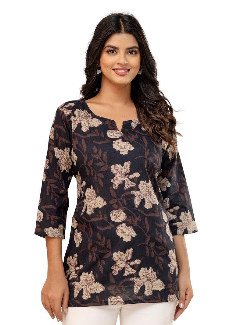 Elegant Printed Short Kurti – Soft Cotton, Everyday Style, Sizes S–XXL.