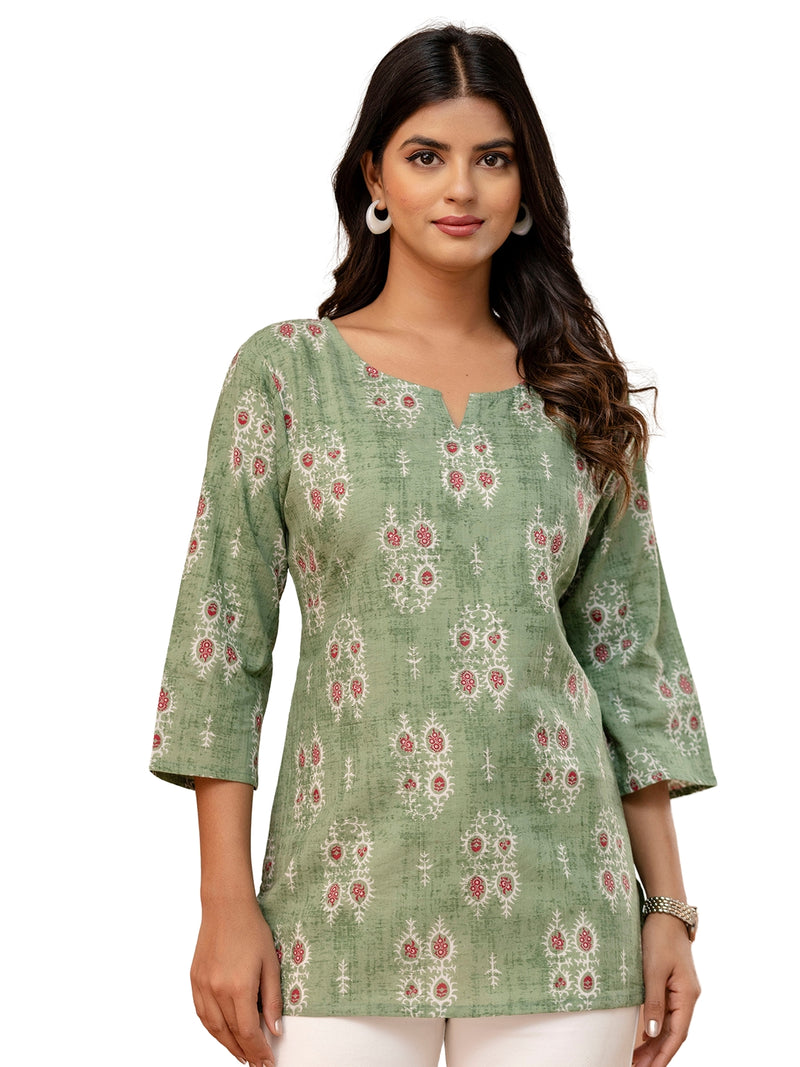 Elegant Printed Short Kurti – Soft Cotton, Everyday Style, Sizes S–XXL.