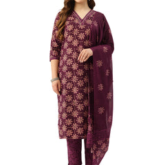 Straight Dupatta Sets - V-Neck, 3/4 Sleeves with Border Detailing, Elastic Waistband Pants with Pockets & Full-Length Dupatta (M-XXL)