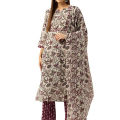 Round V-Cut Neck 3-Piece Kurta Set with Ankle-Length Pants & Full-Length Dupatta (Size S-XXL).
