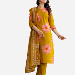 Printed Cotton Kurta Set with Ankle-Length Pants and Graceful Dupatta