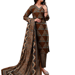 Bordered V-Neck 3-Piece Kurta Set with Ankle-Length Pants & Full-Length Dupatta (M–XXL)