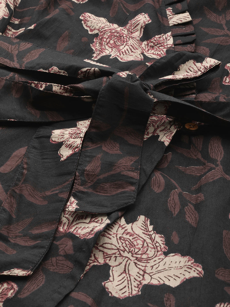 Floral Wrap Angrakha Dress – Lightweight Sleeveless Cotton Perfection
