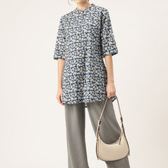 Printed Mandarin Collar top – Casual & Chic