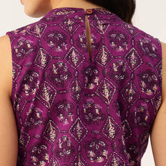 Women’s Pure Cotton Angrakha Kurti with Floral Print | 3/4 Sleeves | Adjustable Side Tie | Sizes S–XXL