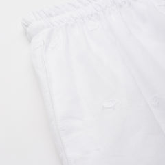 White White Embroidered Cotton Palazzos–Elastic Waist & Ankle-Length with Side Pocket