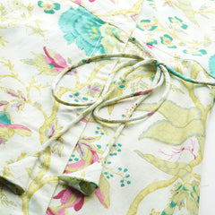 Floral Print Angrakha 3\4 Sleeves Flared Kurti