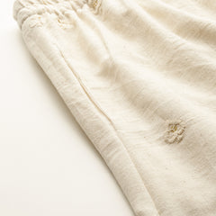 Beige Beige Palazzo|Embroidered, Flax Cotton, Sequin Detail, Ankle-Length, Single Pocket