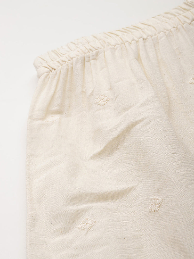 Beige Palazzos | Embroidered Elegnace With Elastic Waist & Single Pocket