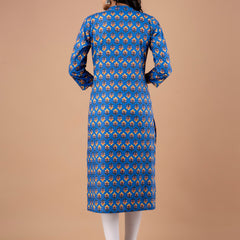 Feranoid Straight Knee Length Blue Colour Kurta For Women