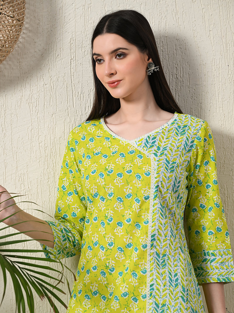 Graceful Wrap-Style Angrakha Cotton Kurti for Everyday Wear