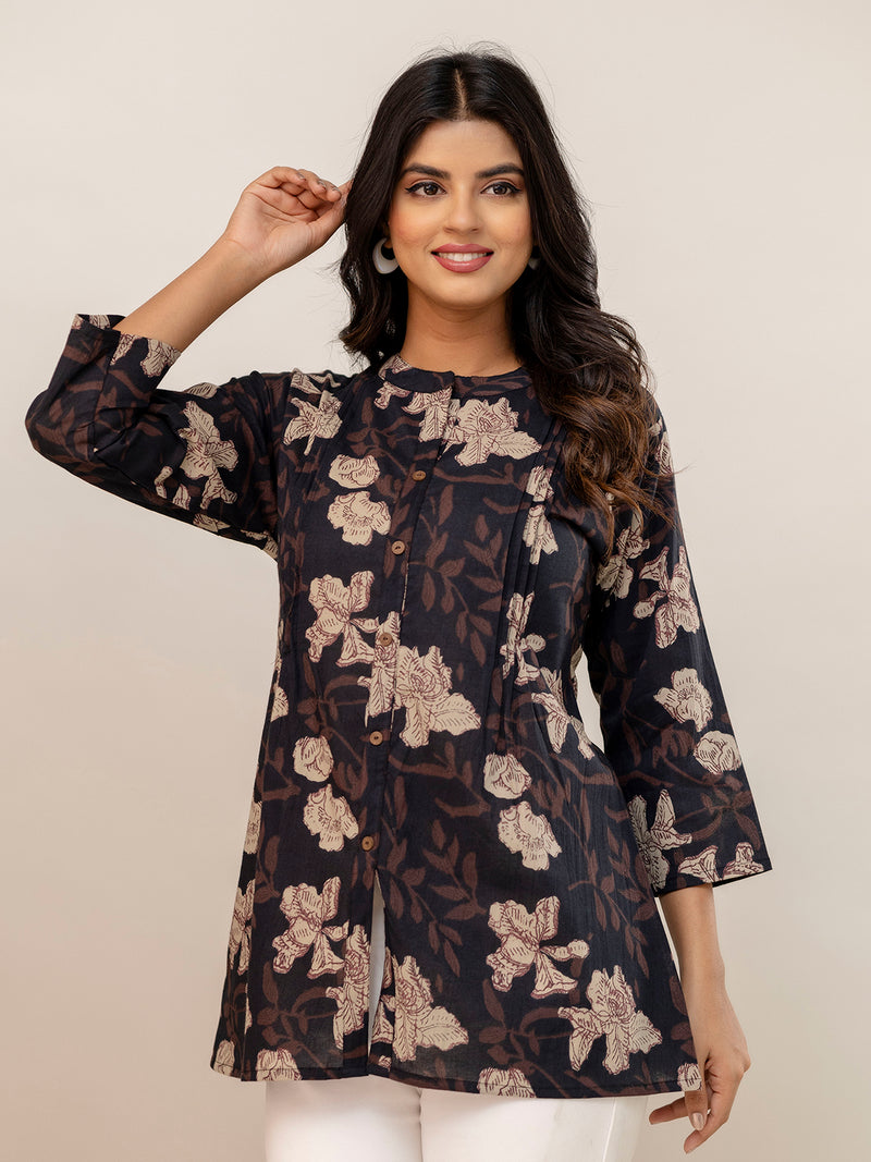 Elegant Mandarin Collar Printed Tunic – Stylish & Comfortable, Sizes
