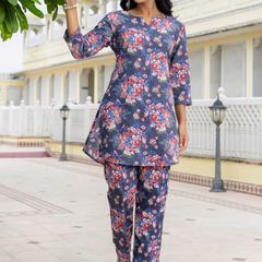 Grey Breezy Printed Cotton Co-Ord Set for Comfortable All-Day Wear