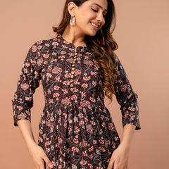 Top – Mandarin Collar, 3/4 Sleeves, Flattering Fit (Sizes S–XXL)