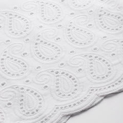 White Embroidered Palazzos–Fully Lined, Elastic Waist & Ankle-Length with Side Pocket