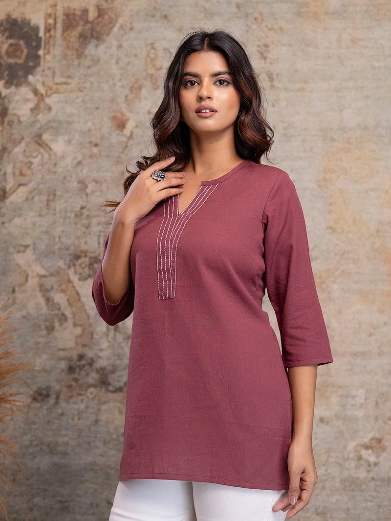 Elegant Short Kurti for Women – 3/4 Sleeves | Round Neck |