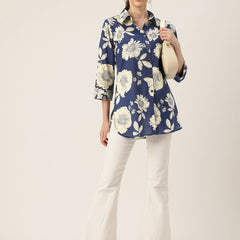 Versatile Collared Shirt with 3/4 Sleeves for Women – Elegant & Casual