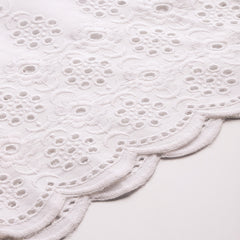 White Embroidered Palazzos–Fully Lined, Elastic Waist & Ankle-Length with Side Pocket