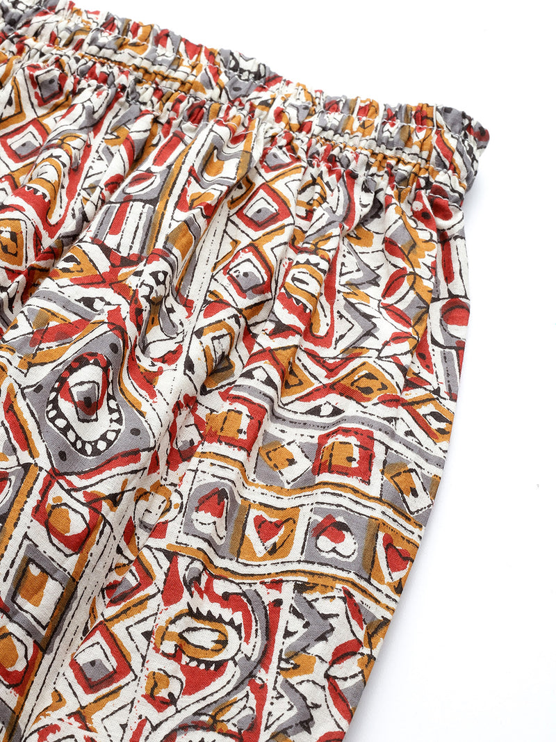 Multicolor Trendy Women's Blue Printed Cotton Palazzos - Elasticated Waist & Ankle-Length Fit