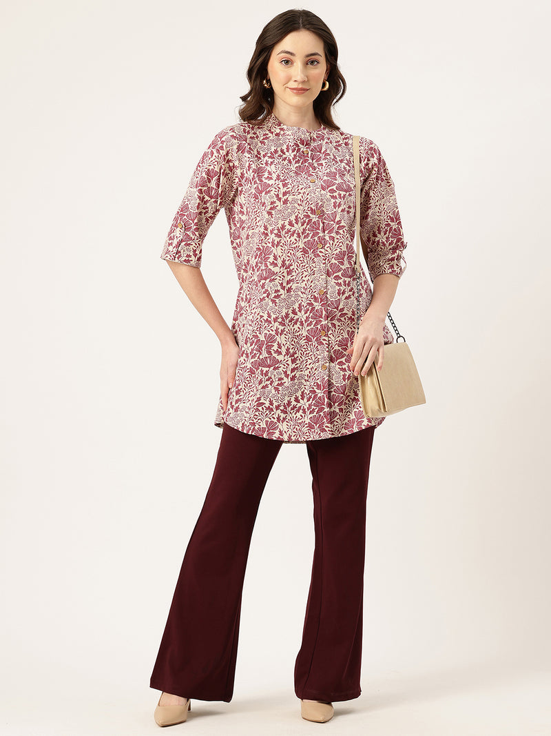 Printed Mandarin Collar top – Casual & Chic