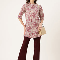 Printed Mandarin Collar top – Casual & Chic