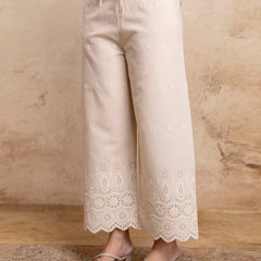 Women’s Cotton Embroidered Wide-Leg Palazzos | Soft, Breathable & Elegant