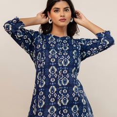 Elegant Mandarin Collar Printed Tunic – Stylish & Comfortable, Sizes