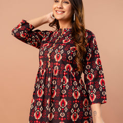 Top – Mandarin Collar, 3/4 Sleeves, Flattering Fit (Sizes S–XXL)