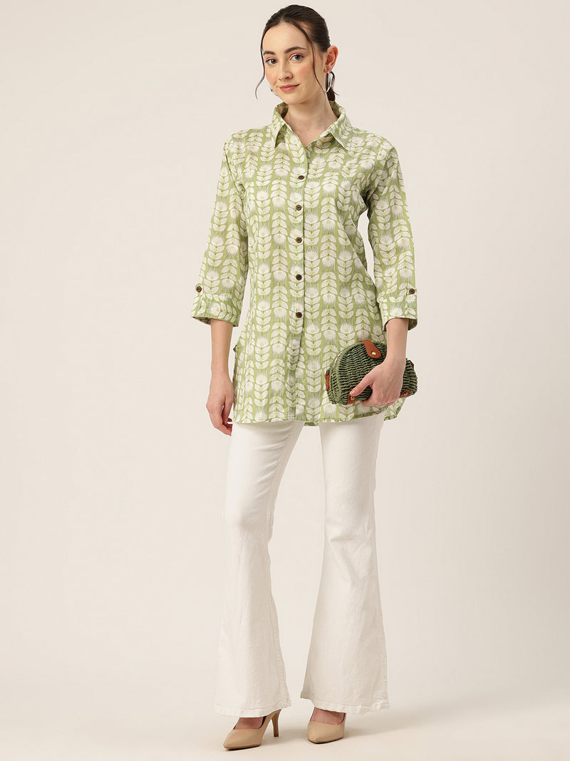 Versatile Collared Shirt with 3/4 Sleeves for Women – Elegant & Casual