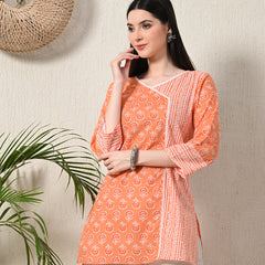 Graceful Wrap-Style Angrakha Cotton Kurti for Everyday Wear