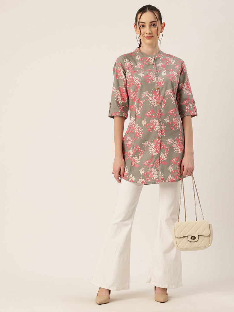 Printed Mandarin Collar top – Casual & Chic