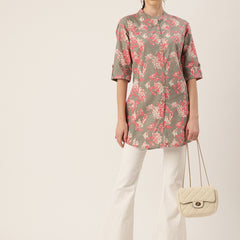 Printed Mandarin Collar top – Casual & Chic