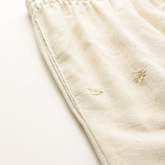 Beige Beige Palazzo|Embroidered, Flax Cotton, Sequin Detail, Ankle-Length, Single Pocket