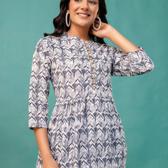 Tunic – Mandarin Collar, 3/4 Sleeves, Flattering Fit (Sizes S–XXL)