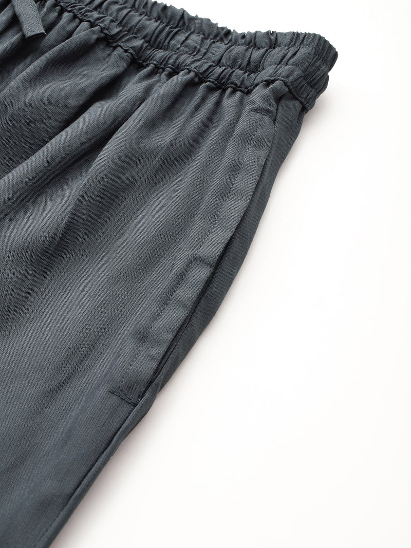 Women's Culottes | Calf-Length Pants with Double Pockets & Elastic Waistband
