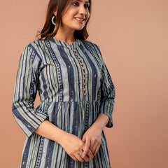 Top – Mandarin Collar, 3/4 Sleeves, Flattering Fit (Sizes S–XXL)