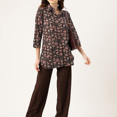 Versatile Collared Shirt with 3/4 Sleeves for Women – Elegant & Casual