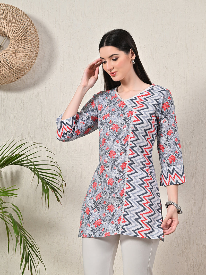 Graceful Wrap-Style Angrakha Cotton Kurti for Everyday Wear