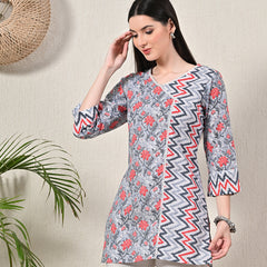 Graceful Wrap-Style Angrakha Cotton Kurti for Everyday Wear