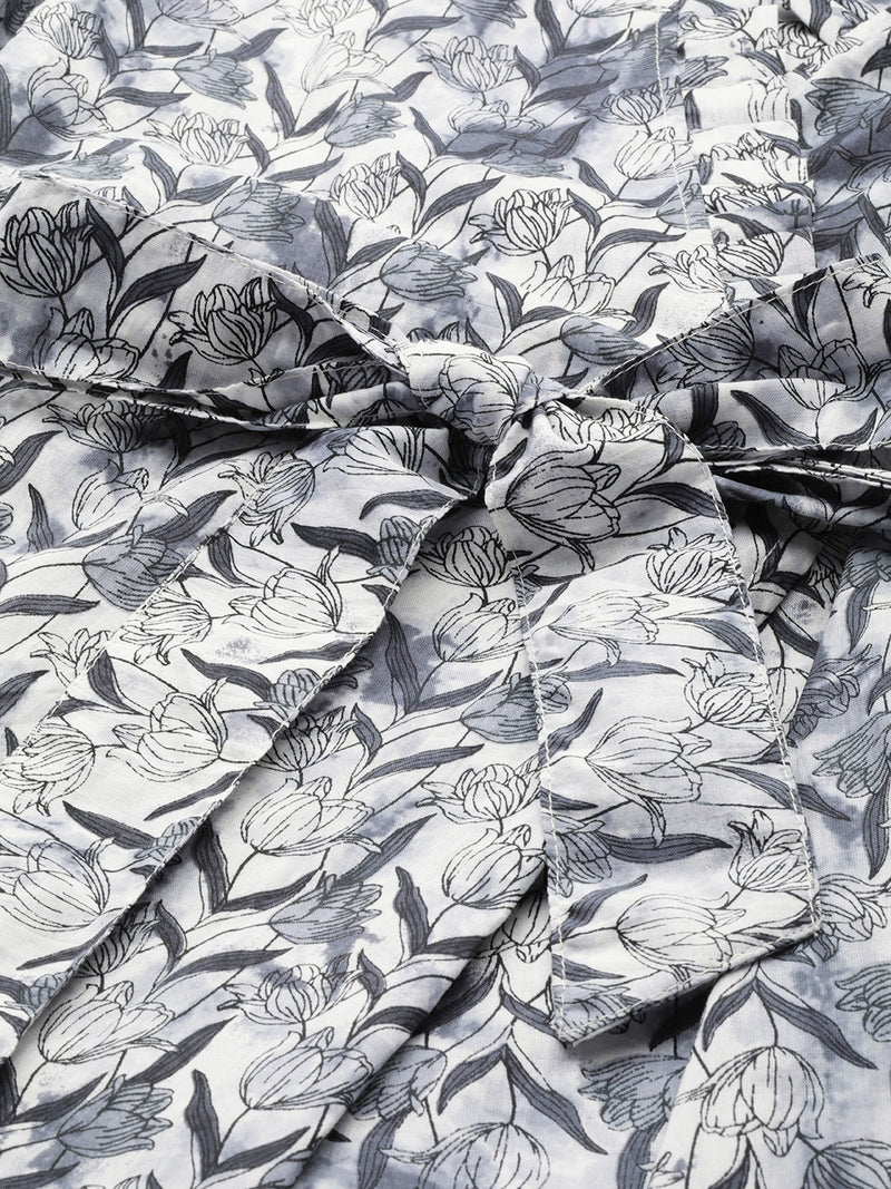 Floral Wrap Angrakha Dress – Lightweight Sleeveless Cotton Perfection