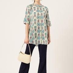 Printed Mandarin Collar top – Casual & Chic