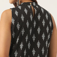 Cotton Printed Sleeveless Straight Long Kurti