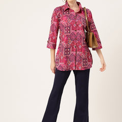 Versatile Collared top with 3/4 Sleeves for Women – Elegant & Casual