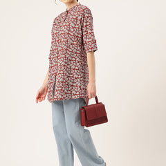 Printed Mandarin Collar top – Casual & Chic