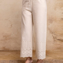 Women’s Cotton Embroidered Wide-Leg Palazzos | Soft, Breathable & Elegant