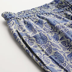 Light Blue Women Pure Cotton Paisley Printed Palazzo Pants | Elastic Waist | Wide Leg