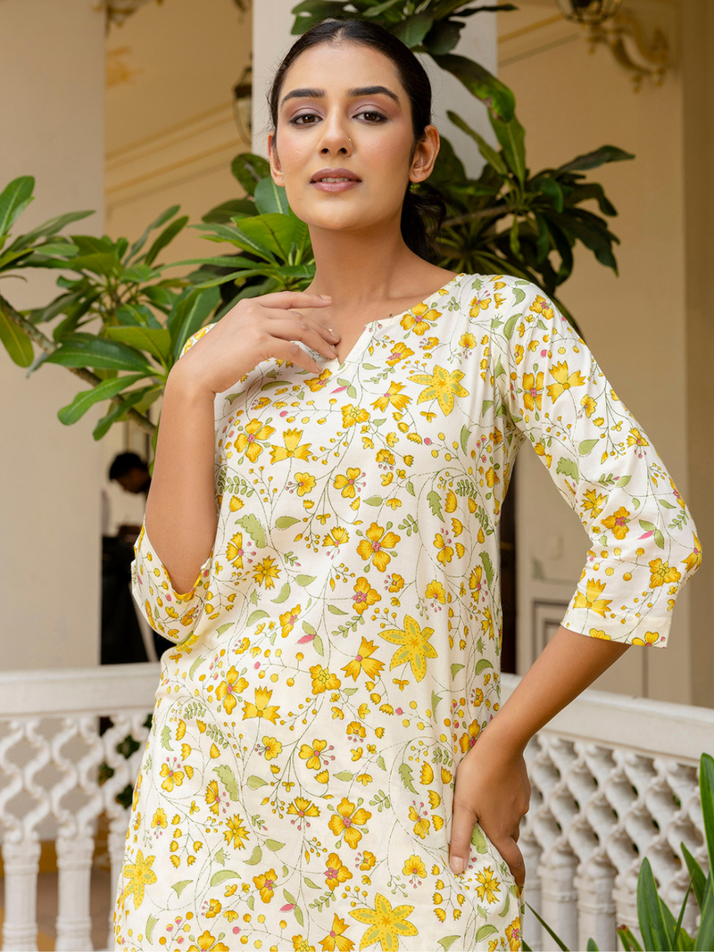 Yellow Breezy Printed Cotton Co-Ord Set for Comfortable All-Day Wear