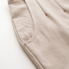 Brown Linen Trouser - Ankle-Length Pant , Partially Elasticated ,Double Pockets